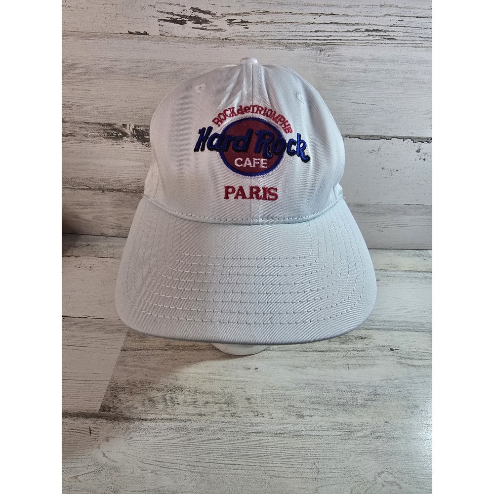 Hard Rock Cafe Paris Vintage White Snapback Hat Rock de Triomphe 90s Cap